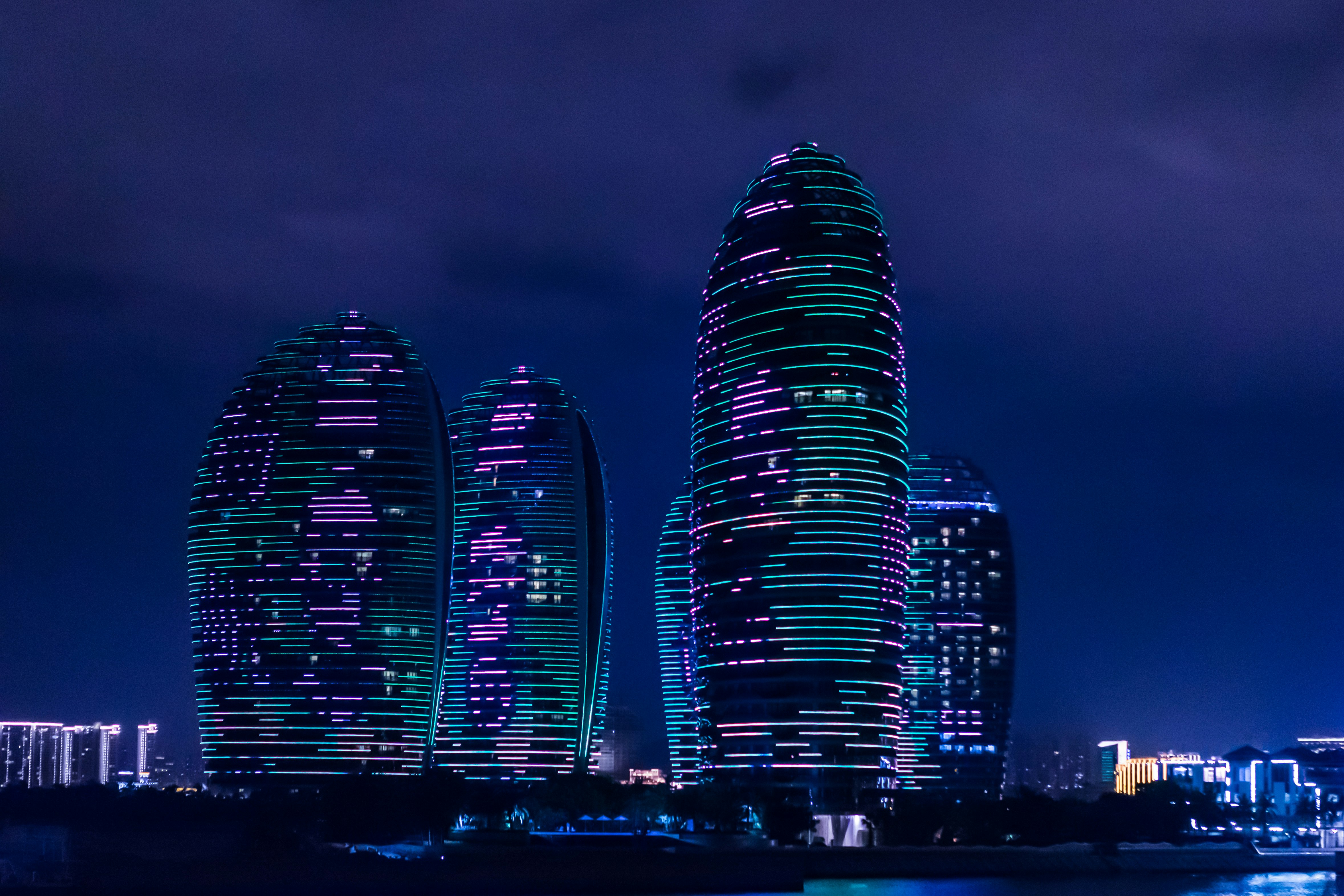 city skyline at night